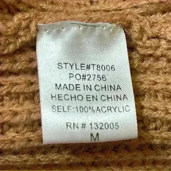 Entro Anthropologie Brown Cable Knit Lace Front V Neck Sweater Size M - Picture 5 of 10